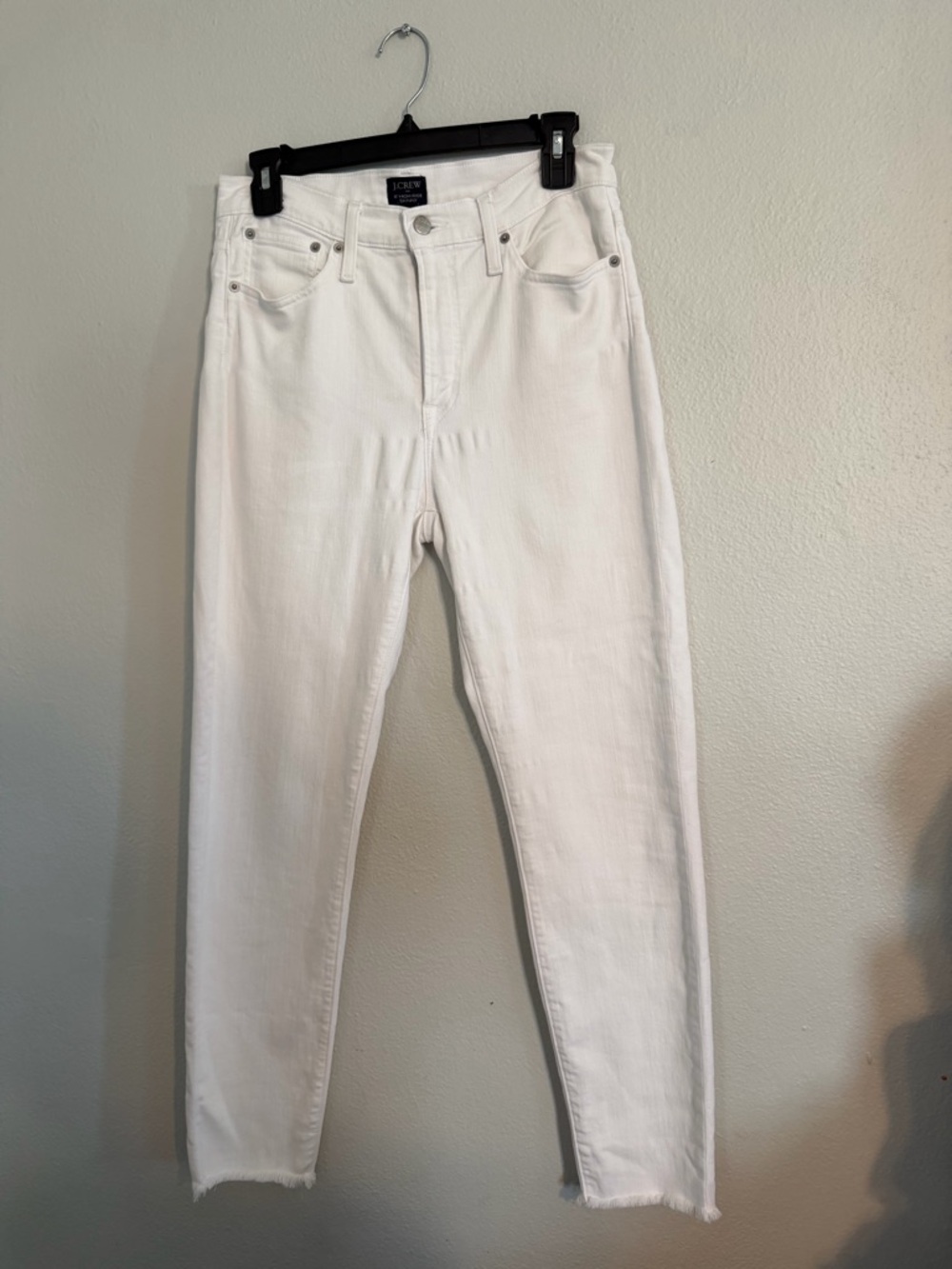 J.Crew 10” Toothpick White Skinny Jeans Raw Hem Size 29 x 27